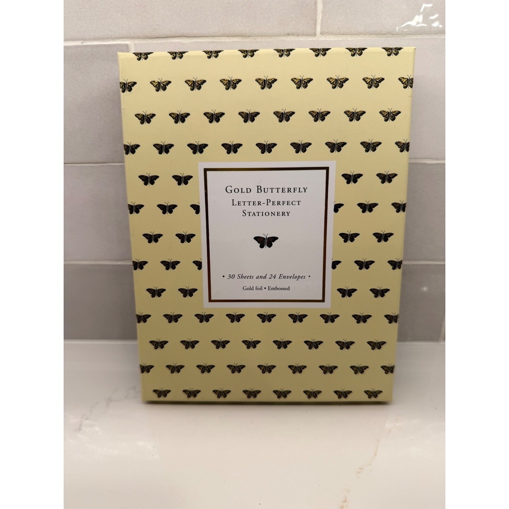 Peter Pauper Press Stationery Gold Butterfly Cream Gold Foil Embossed Boxed Set